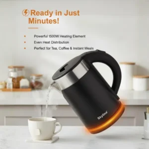 Skyline Double Wall Electric Kettle 1000W 1 Litre (VTL-5018) – Safe & Efficient Water Boiler - Image 3