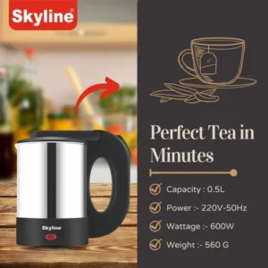 Skyline Electric Kettle 600W 0.5 Litre – Compact Travel Kettle for Quick Boiling - Image 8