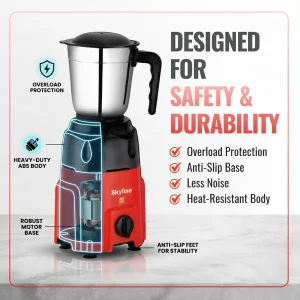 Skyline 550W Mixer Grinder with 2 Stainless Steel Jars (VTL-1500) – Tough & Reliable Kitchen Essential - Image 5