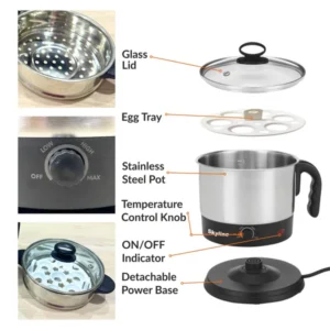 Skyline 1500W Multi Kettle & Noodle Maker 1.7L (VTL-7070) – Multipurpose Electric Cooking Kettle - Image 5