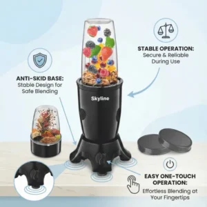 Skyline Nutri Mix Pro 500W Mixer Grinder (VTL222) – Compact & Durable Multi-Purpose Mixer | 1 Year Motor Warranty - Image 6
