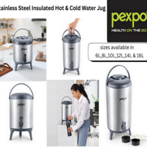 PEXPO SUPERIO Stainless Steel Insulated Water Jug | Hot & Cold Water Camper | Leakproof BPA Free | 6L, 8L, 10L, 12L, 14L, 16L