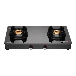 Sujata Deluxe 2 Burner Gas Stove | SABAF Italian Valve, 8mm Toughened Glass, Manual Ignition