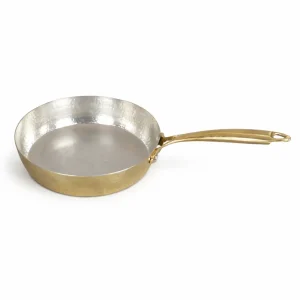 Brass Fry Pan Hammered Finish with Elegant Handle & Inner Tin Coating (Kalai) | 1.5L Heavy Bottom Frypan