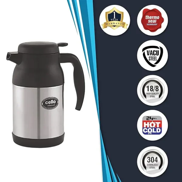Cello Armour Vacuum Steel Insulated Flask 800ml ? Hot & Cold Stainless ...