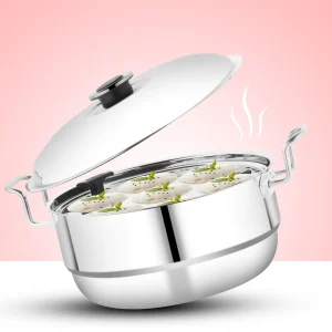 Garuda Multi kadai 18G Combo With 7 Attachments (18G Stainless Steel Extra Deep Kadai with 3 Idli , 1 Coin Idli, 2 Dhokla, 1 Steamer Plates) Steel Multikadai, Steel Idli Maker - Image 3