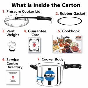 Hawkins Stainless Steel Inner Lid Pressure Cooker | Gas & Induction Compatible | 1.5L, 2L, 3L, 5L, 6L, 8L, 10L - Image 3