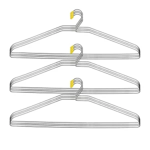 Amarshri Cloth Hanger Yellow Cap 12 Pcs – Mild Steel Chrome Plated Rustproof Clothes Hanger for Home - Image 3