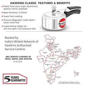 Hawkins Classic Aluminium Pressure Cooker | Inner Lid | 1.5L–10L | 3.25 mm Thick | Gas Stove Compatible | 5 Year Guarantee - Image 4
