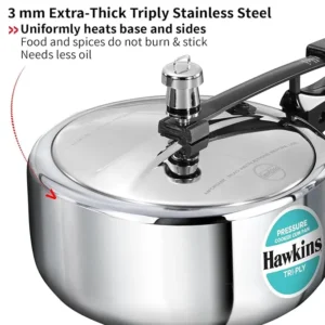 Hawkins Tri-Ply Stainless Steel Pressure Cooker Cum Pan 3L (SSTPP3) | 3mm Extra Thick | Gas & Induction Compatible | 5 Year Guarantee - Image 4