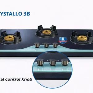 Kutchina Crystallo 3 Burner Gas Stove | 8mm Toughened Glass | Brass Burner | Auto Ignition | 5 Year Warranty - Image 3