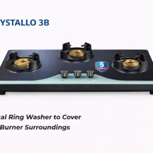 Kutchina Crystallo 3 Burner Gas Stove | 8mm Toughened Glass | Brass Burner | Auto Ignition | 5 Year Warranty - Image 4