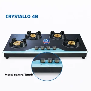 Kutchina Crystallo 4 Burner Gas Stove | 8mm Toughened Glass | Brass Burner | Auto Ignition | 5 Year Warranty - Image 3