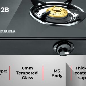 Kutchina EVO 2 Burner Gas Stove Black Glass Top | Glass Top Gas Stove | 2 Year Warranty On Glass | 6mm Tempered Glass - Image 3
