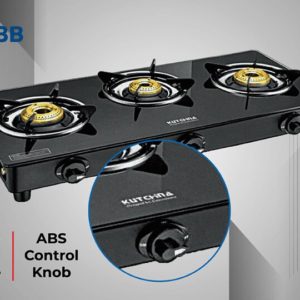 Kutchina EVO 3 Burner Gas Stove Black Glass Top | 6mm Tempered Glass | 5 Year Warranty on Glass | Glass Top Gas Stove - Image 3