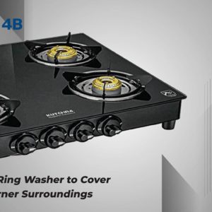 Kutchina EVO 4 Burner Gas Stove Black Glass Top | 6mm Tempered Glass | Glass Top Gas Stove - Image 3