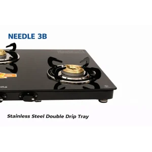 Kutchina Needle 3 Burner Gas Stove | 6mm Tempered Glass | Auto Ignition | Brass Burners | 5 Year Warranty - Image 5