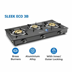 Kutchina Sleek Eco 3 Burner Gas Stove | 6mm Toughened Glass | Brass Burners | 5 Year Warranty - Image 6