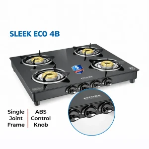 Kutchina Sleek Eco 4 Burner Gas Stove | 6mm Tempered Glass | Brass Burner | Manual Ignition | 5 Year Warranty - Image 3