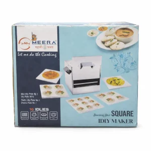 Meera Stainless Steel Square Box Idli Maker | 16 Idli Maker with Mini Idli & Thattu Idli Plate | Gas & Induction Friendly | Heavy Duty Cookware