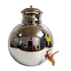 Mirror Stainless Steel Water Pot Deluxe 10 Litre With Lid & Tap – Large Water Storage Container for Home