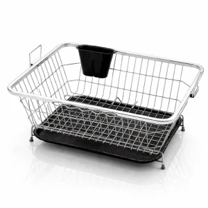 Nayasa Stainless Steel Bartan Tokra with Plastic Tray & Spoon Holder | Dish Drainer Rack Small & Big Sizes for Kitchen