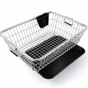 Nayasa Stainless Steel Bartan Tokra with Plastic Tray & Spoon Holder | Dish Drainer Rack Small & Big Sizes for Kitchen - Image 3