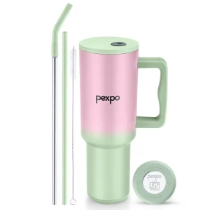 Pexpo Stanzy 1200ml Insulated Stainless Steel Tumbler with Handle | Triple Wall Hot & Cold Vacuum Bottle | Leakproof Travel Mug with Straw