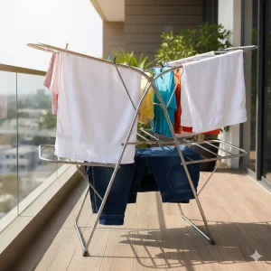 Qualis Double Flamingo Stainless Steel Cloth Drying Stand | Extra Large & Heavy Duty