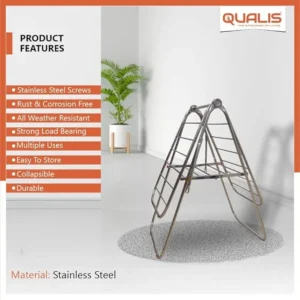 Qualis Flamingo Stainless Steel Cloth Drying Stand Heavy Duty Rust Free Foldable Laundry Rack for Home Use - Image 5