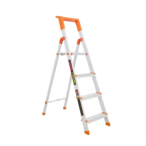 Qualis Hybrid Ladder 4 Step with Tool Tray ? Strong, Safe & Lightweight for Home Use | Anti Skid | 150Kg Load Capacity | Aluminum Ladder Heavy Duty