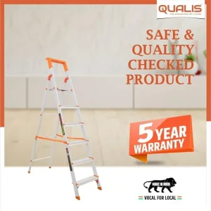 Qualis Hybrid Ladder 6 Step With Tool Tray-Strong, Safe & Light Weight For Home & Office Use | Aluminium Ladder 6 Step | Anti Skid | 150Kg Load Capacity - Image 4