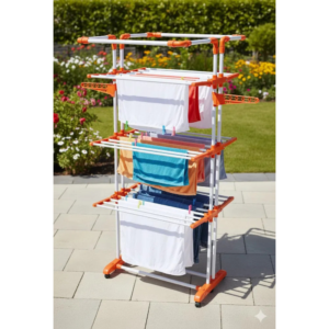 Qualis King Jumbo 3 Layer Cloth Drying Stand with Wheels | Foldable & Space Saving & Extra Large - Image 3