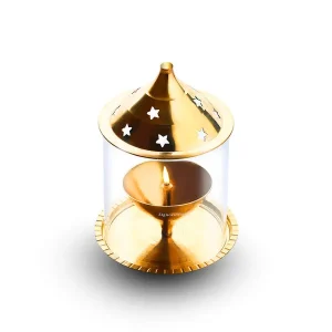 Signoraware Akhand Diya Medium Brass with Glass Cover (2102) – Long-Lasting Puja Diya for Home Temple