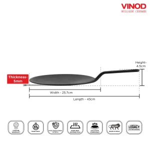 Vinod Legacy Pre-Seasoned Cast Iron Roti Tawa 26 cm – Induction Friendly Flat Tava, Heavy Duty Iron Cookware - Image 6