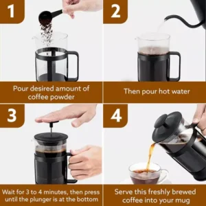 Agaro Delite French Press Coffee & Tea Maker 600ml | Borosilicate Glass Coffee Press with BPA Free Lid & Strainer - Image 6