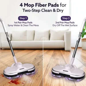 Agaro Regency Electric Spin Mop with Water Sprayer | Cordless Automatic Floor Cleaner | Adjustable Handle Wet Mop for Hardwood, Tile & Laminate Floors - Image 3