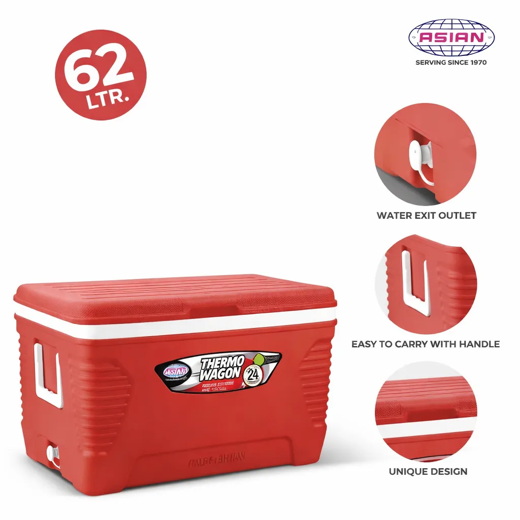 Asian Thermo-Wagon Insulated Ice Box 62 Ltr – Extra Large Portable Ice Cooler for Picnic, Camping & Outdoor Use | Made in India