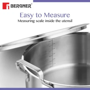 Bergner BE6259 Tri-Ply Stainless Steel Shallow Biryani Pan 28cm with Lid Gas & Induction Compatible - Image 5