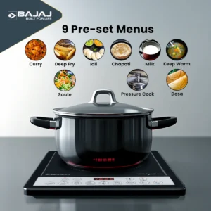 Bajaj 160TS Neo 1600W Induction Cooktop | 9 Preset Menus | Voltage Pro Technology | Digital Display | Energy Efficient Stove - Image 4