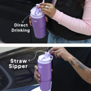 Cello Quench Go Insulated Travel Tumbler with Lid & Straw, Stainless Steel Hot & Cold Bottle (600ml/850ml) - Image 3