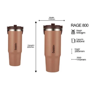 Dubblin Rage 800 Vacuum Insulated Tumbler with Slide Lid, Stainless Steel Hot & Cold Travel Mug (800ml)