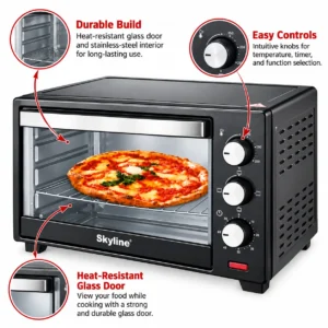 Skyline 28L Oven Toaster Griller 1500W with Rotisserie (VTL-7066) | Electric OTG for Baking, Grilling & Roasting - Image 3