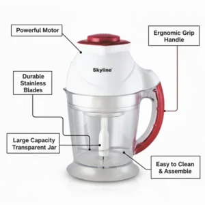 Skyline Electric Chopper 300W with 700ml Capacity (VTL-9047) – Compact Electric Food Chopper for Kitchen - Image 7
