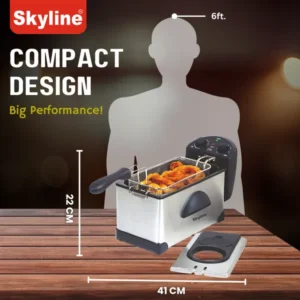 Skyline Electric Deep Fryer with Timer 3L 2000W for Crispy & Even Frying (VTL-5525) - Image 4