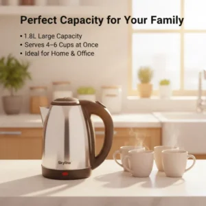 Skyline 1.8L Electric Kettle 1500W (VTL-5008) – High Capacity Stainless Steel Water Boiler - Image 7