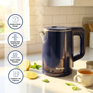 Skyline 1000W Double Wall Electric Kettle 1.0L (VTL-5015) – Compact & Energy-Efficient Water Boiler - Image 3
