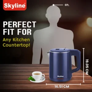 Skyline 1000W Double Wall Electric Kettle 1.0L (VTL-5015) – Compact & Energy-Efficient Water Boiler - Image 8