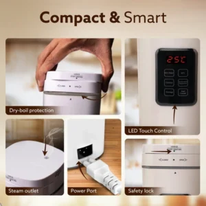 AGARO Delite Portable Electric Kettle 500ml | Fast Boiling Travel Kettle with Adjustable Temperature & Keep Warm Function - Image 3