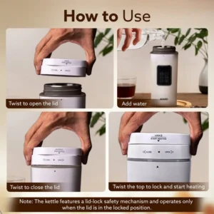 AGARO Delite Portable Electric Kettle 500ml | Fast Boiling Travel Kettle with Adjustable Temperature & Keep Warm Function - Image 5